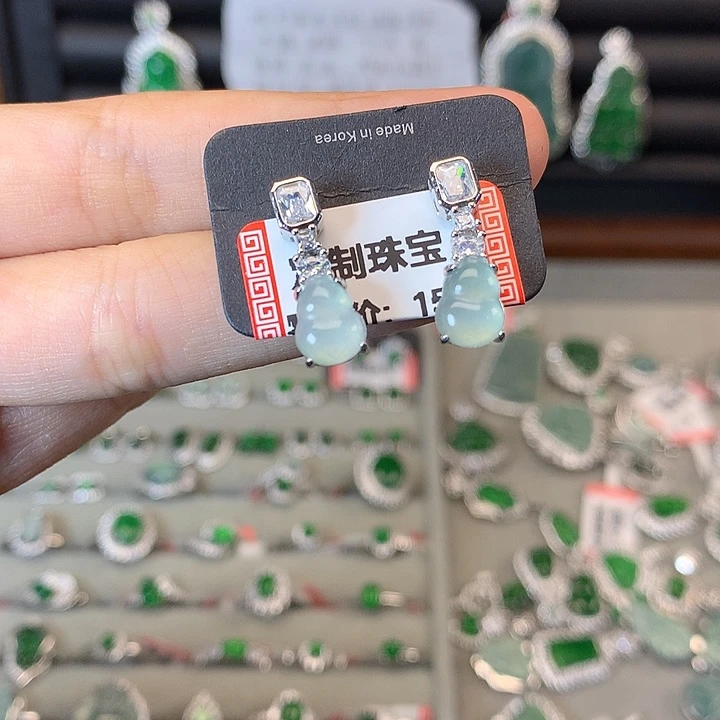 翡翠未镶嵌耳饰耳钉