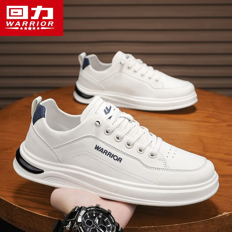回力冬季男鞋爆款2025新款轻奢皮面小白鞋男款潮流干净感痞帅男鞋
