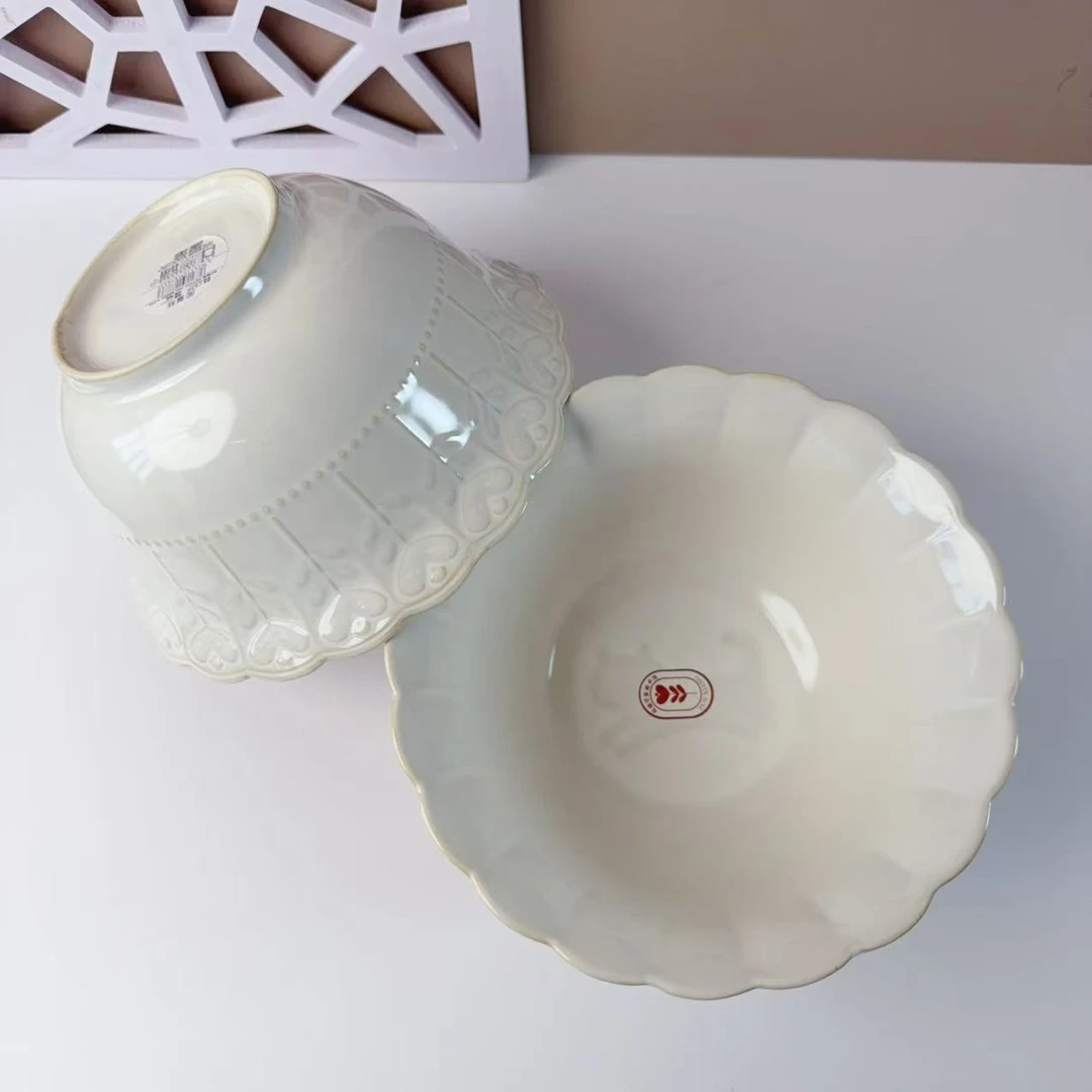 1227高端窑变色喵语日记8英寸金箔碗两只装长20高10