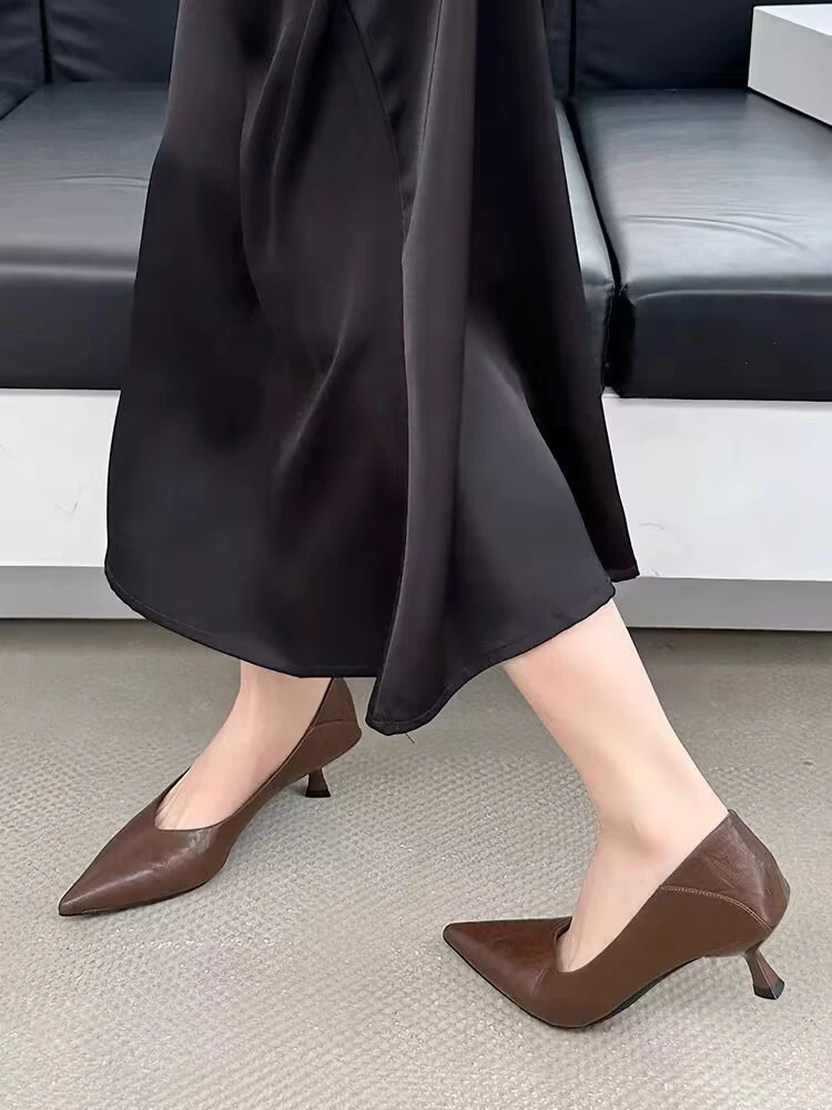 高跟鞋气质时尚百搭细跟法式粗跟尖头