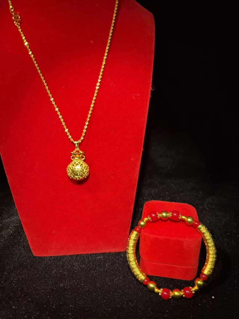 【吴总专属】福袋子吊坠项链+百福弯管手串