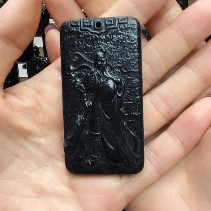 和田玉（墨玉）未镶嵌手链关公有包容