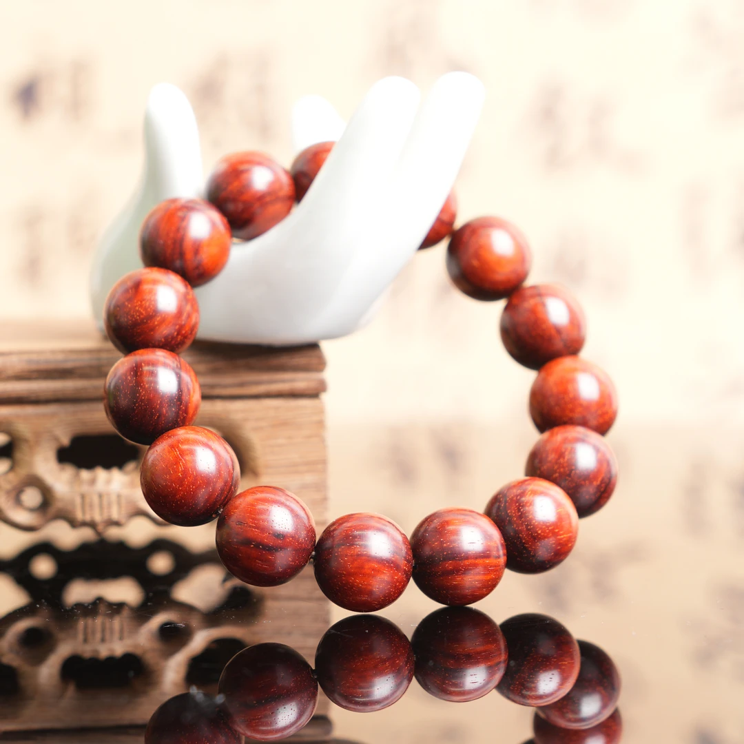 【火焰纹老料】印度小叶紫檀1.5*15颗单圈精工精料-01002014-250401