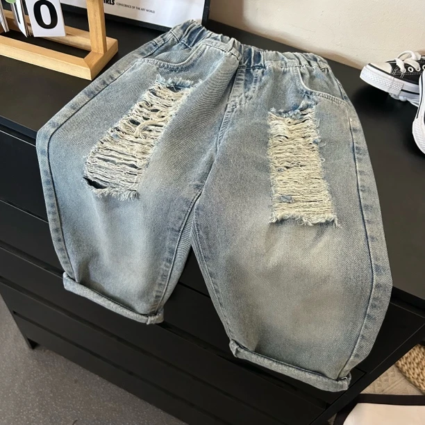 2127破洞牛仔裤男女童春秋款