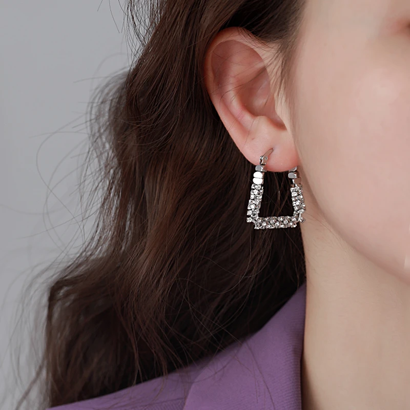 CUOOYINO/初影 铜合金耳饰 【碎银子】925银针菱形耳环精致耳饰耳扣