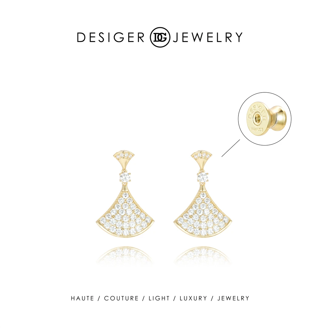 镀k金【赴梦巴黎】Desiger时尚轻奢高级扇子耳钉 F3672