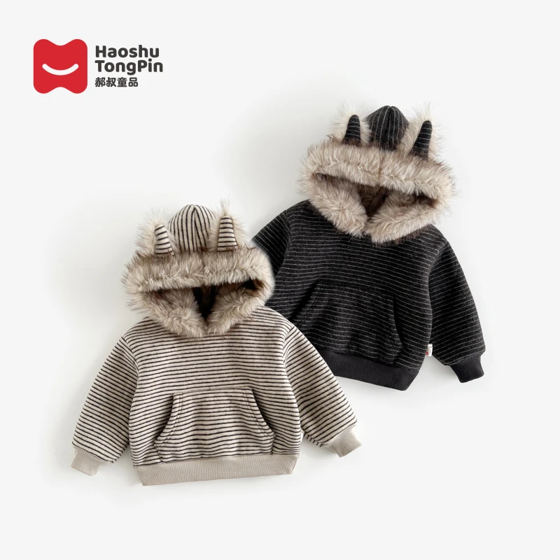 现货【加绒】郝叔童品冬季新款2025时尚儿童高货厚绒网红卫衣HQ5447