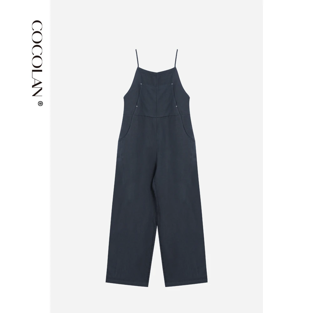 COCOLAN【背带裤】莱赛尔天丝亚麻休闲背带裤女CL3K7120