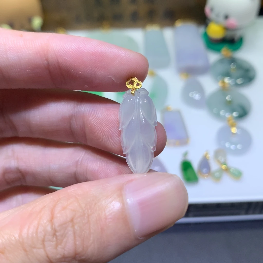 翡翠18K金镶嵌吊坠(不含链)