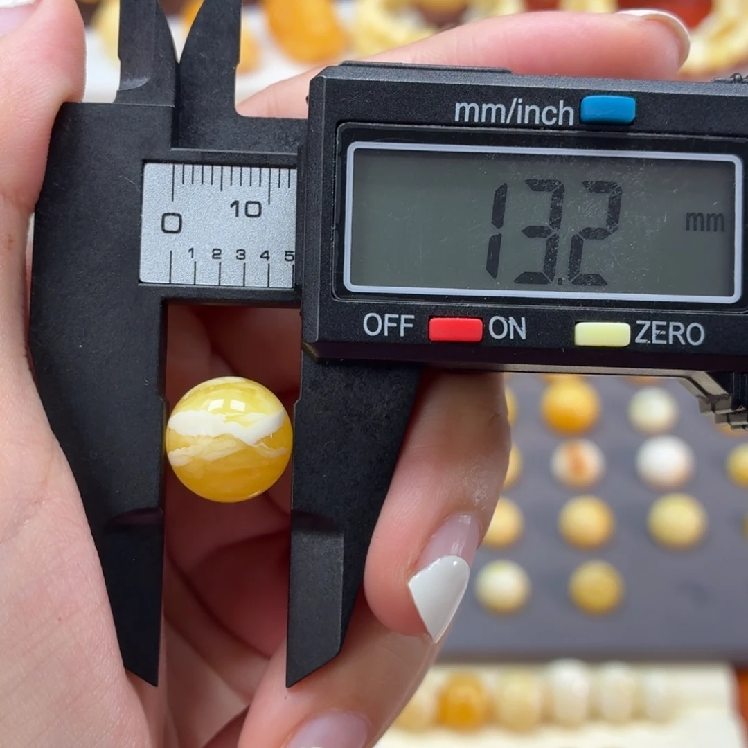 琥珀未镶嵌裸石焦皮金橘白13.2mm