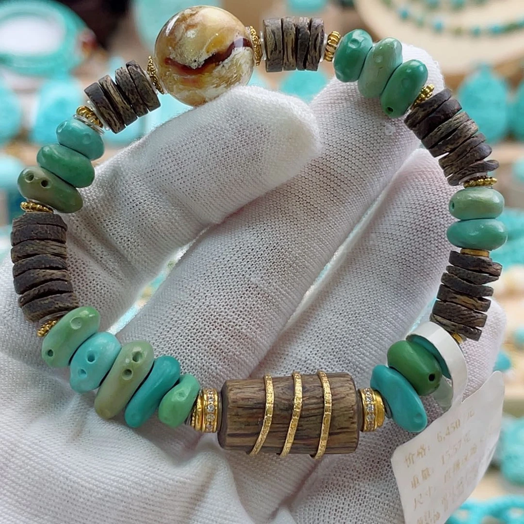 绿松石18K金镶嵌珠宝奇石