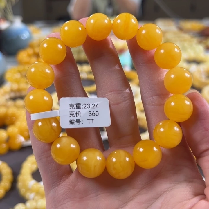 手串蜜蜡未镶嵌13mm+焦皮同料浓蜡飘花tt