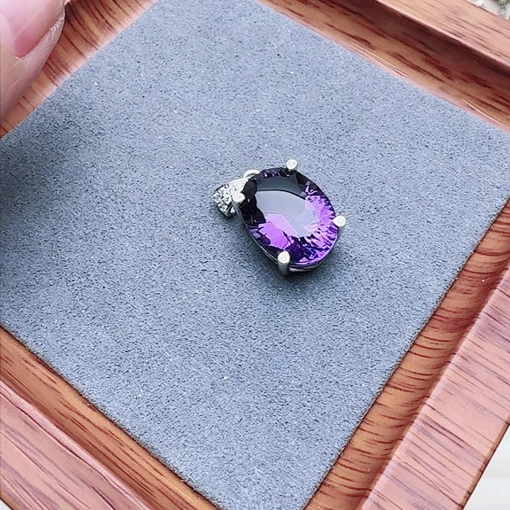 水晶吊坠(不含链)银S925镶嵌吊坠