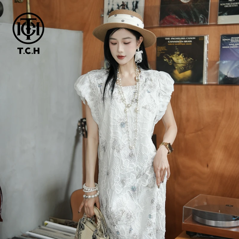 TCH私服烫钻工艺新时尚淑女百搭新潮流连衣裙T75B30E5156轻奢tch