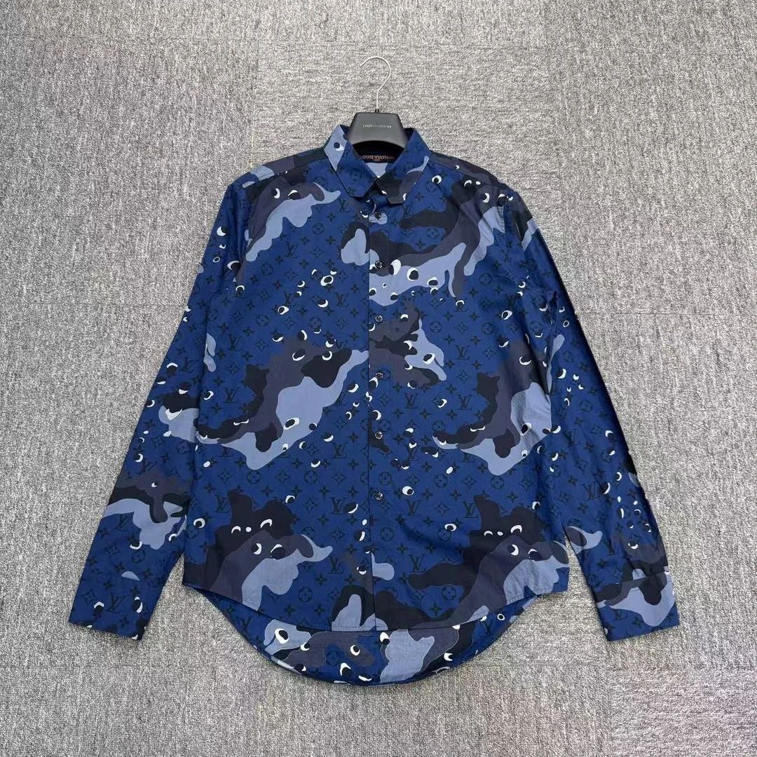 99新 LouisVuitton/路易威登 蓝色迷彩衬衫/M码/16962