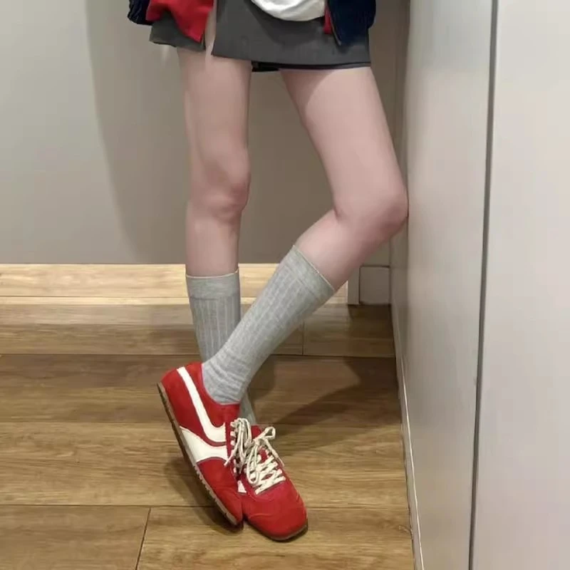 联名款~德训鞋复古百搭真皮红色2025秋新款运动休闲舒适平底板鞋