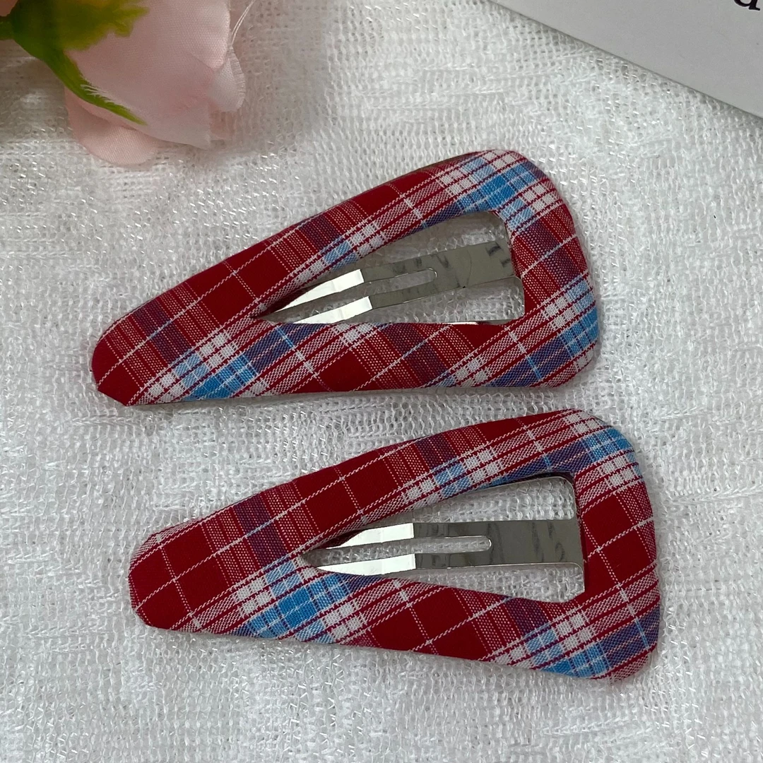 【A058】简约格子大三角diy掰掰夹碎发刘海夹