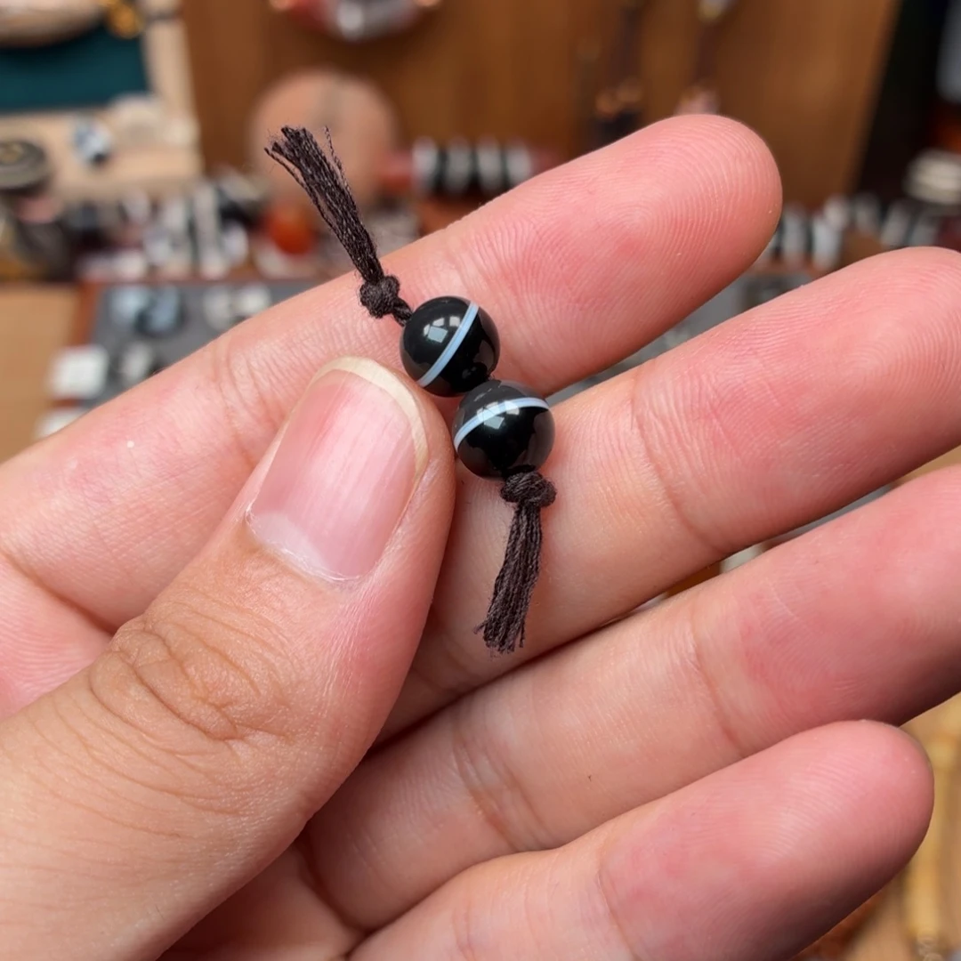 玛瑙/玉髓未镶嵌配饰黑白一线7.5mm