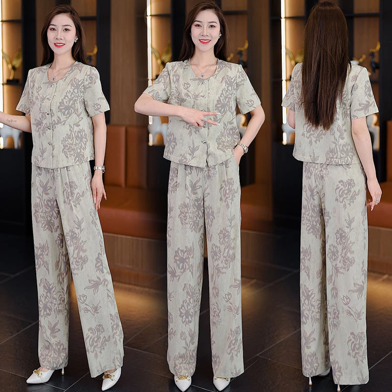 休闲简约通勤大码夏装简约气质休闲风减龄时尚套装2025