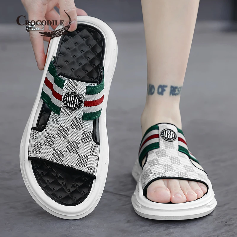 鳄鱼恤越南沙滩凉鞋男2025新款夏季外穿防滑软底开车涉水沙滩两用