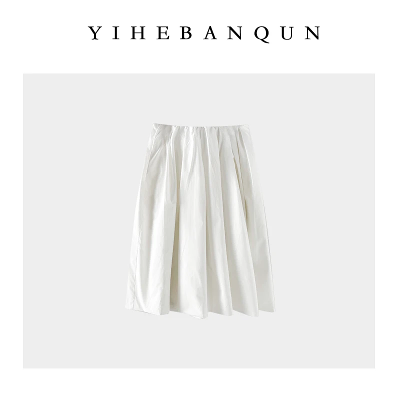 白色中长裙2025夏季新款高腰时尚百搭半身裙气质休闲松紧腰A字裙