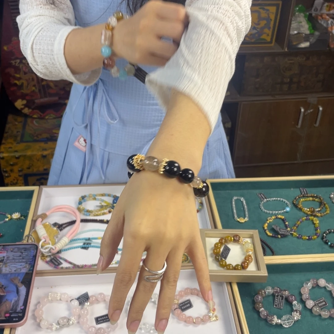 水晶手链银S925镀金镶嵌