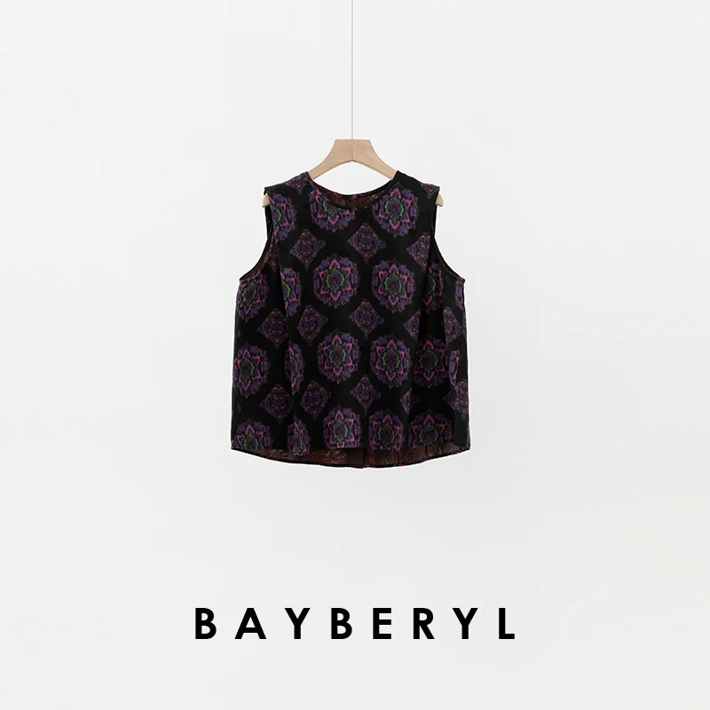 BAYBERYL老贝宝相花*无袖香云提花国风圆领夏背心9NCY5E3031-6/1