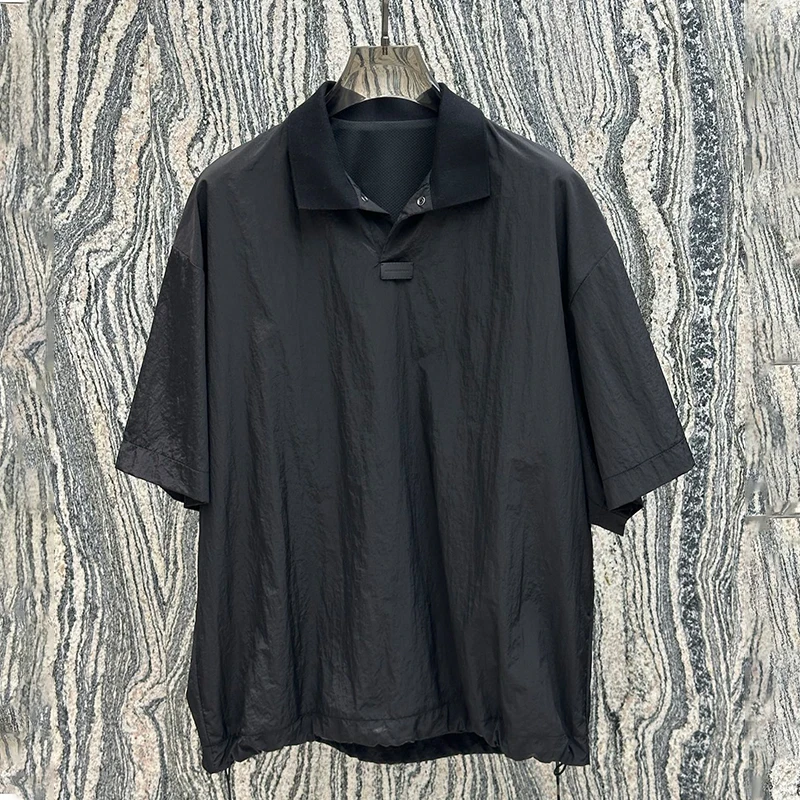 6665【顶奢P家尼龙面料】春夏薄高街宽松百搭圆领短袖T恤 w135-305