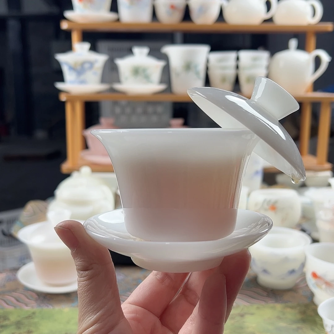 璞玉釉烧马蹄盖碗满容160ml