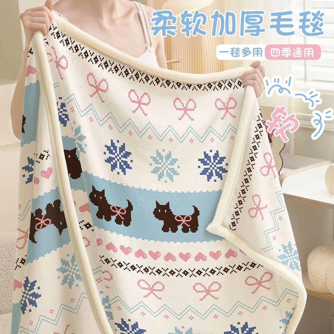 办公室午睡毛毯子牛奶法兰绒多功能毛巾被空调薄盖毯披肩2025新款
