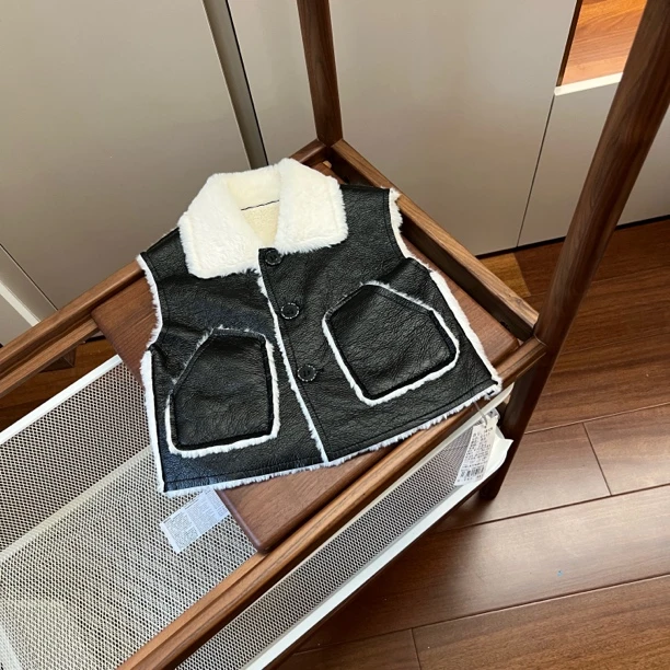 【编号K335】18128-01-儿童秋冬 皮毛马甲黑色-CMLP