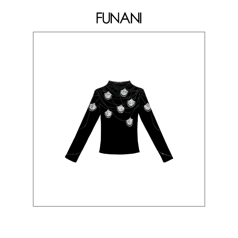【FUNANI】圆领针织衫毛衣长袖2025秋冬重工百搭气质上衣 X2530554A