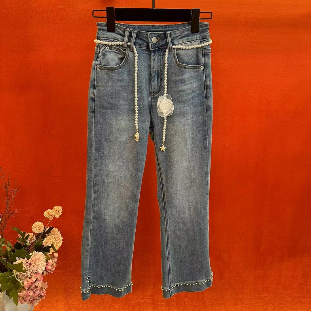 长裤宽松百搭直筒小个子加绒烟筒裤喇叭裤牛仔裤时尚女装女