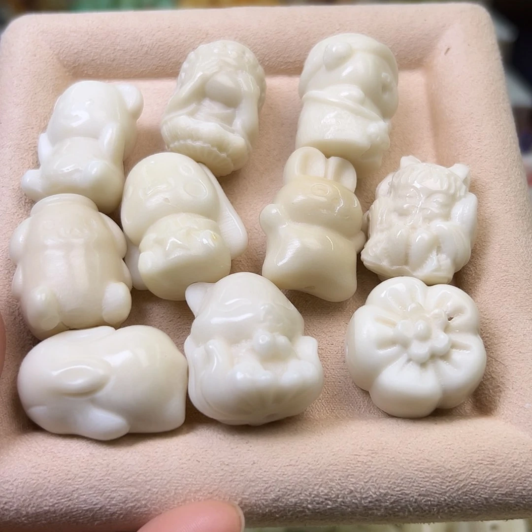 菩提根/象牙果手串瑕疵白混10颗孔道有裂2号