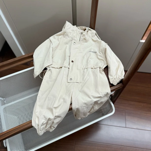 【编号I52】22058-12-儿童工装连体衣裤米色-Sesamehoney