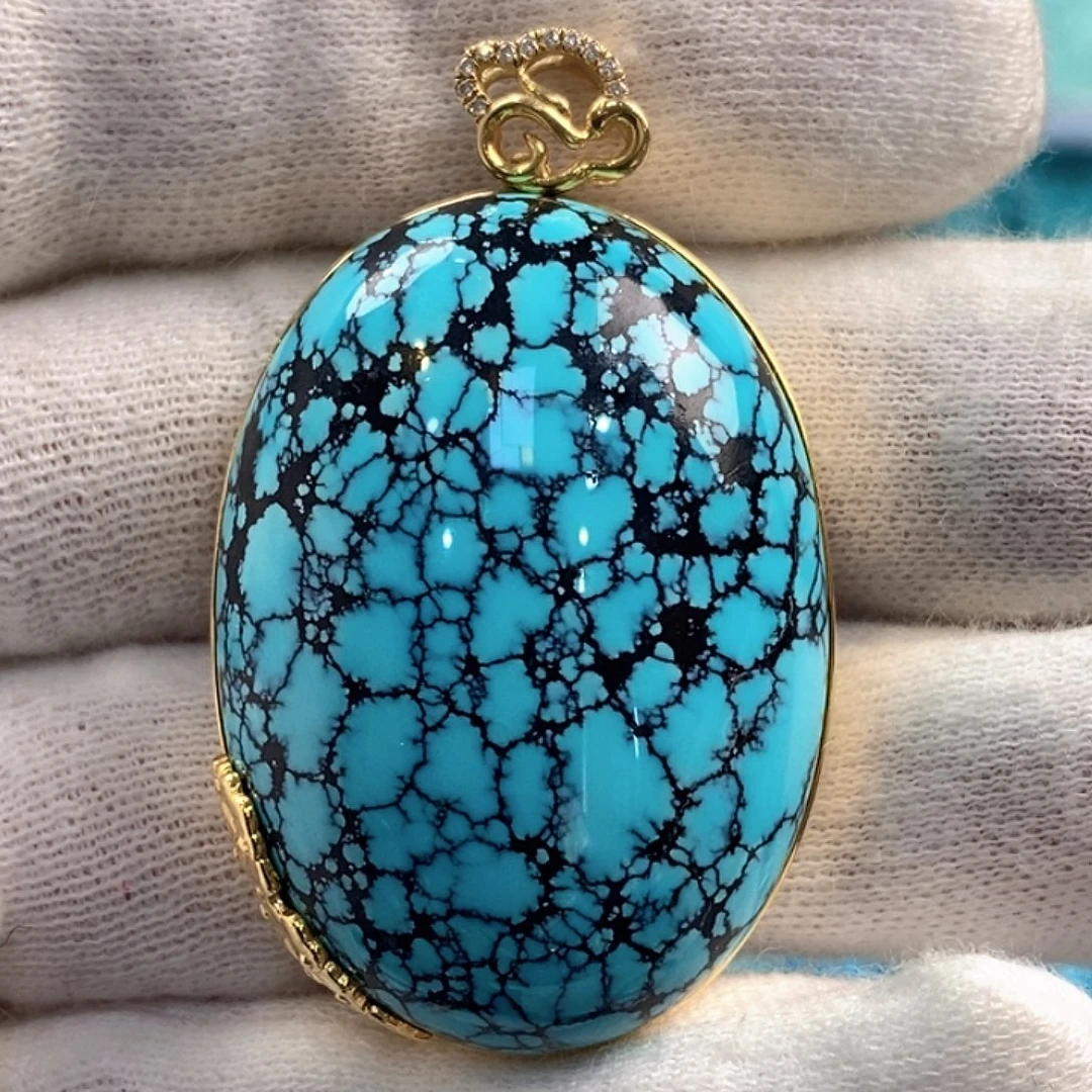 绿松石18K金镶嵌珠宝奇石