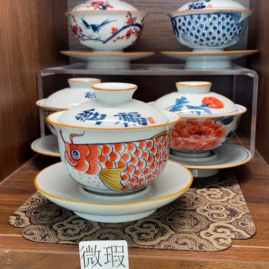 釉下彩老陶泥手工绘制