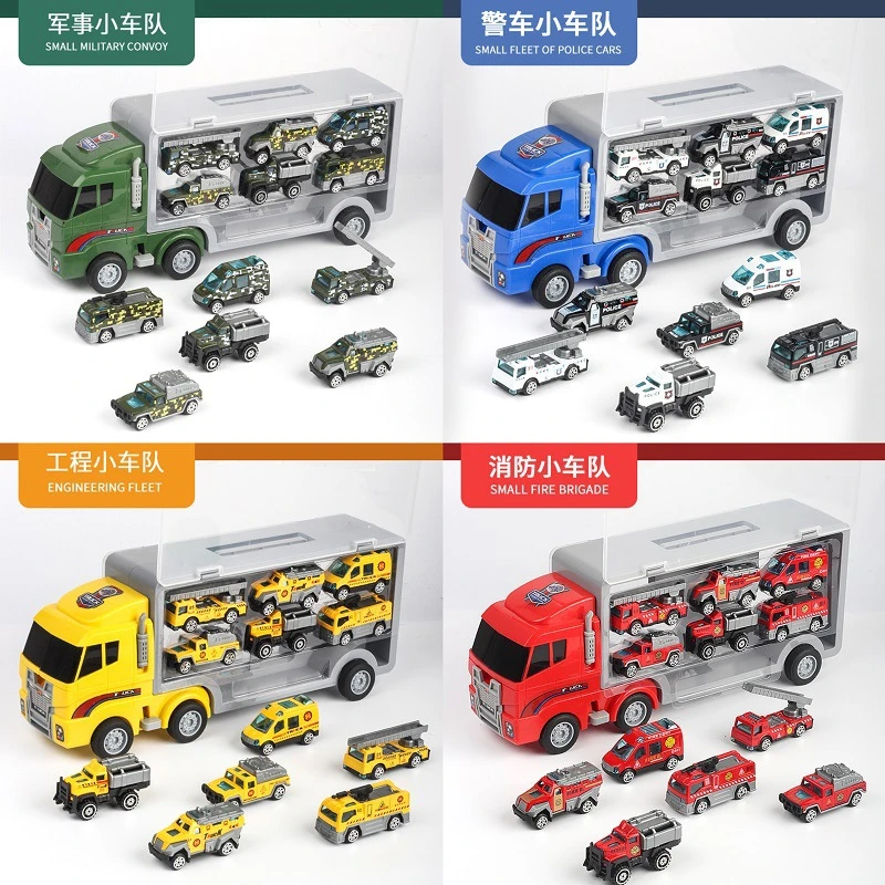 玩具礼品手提合金收纳车惯性工程车车警察仿真汽车模型儿童玩具车