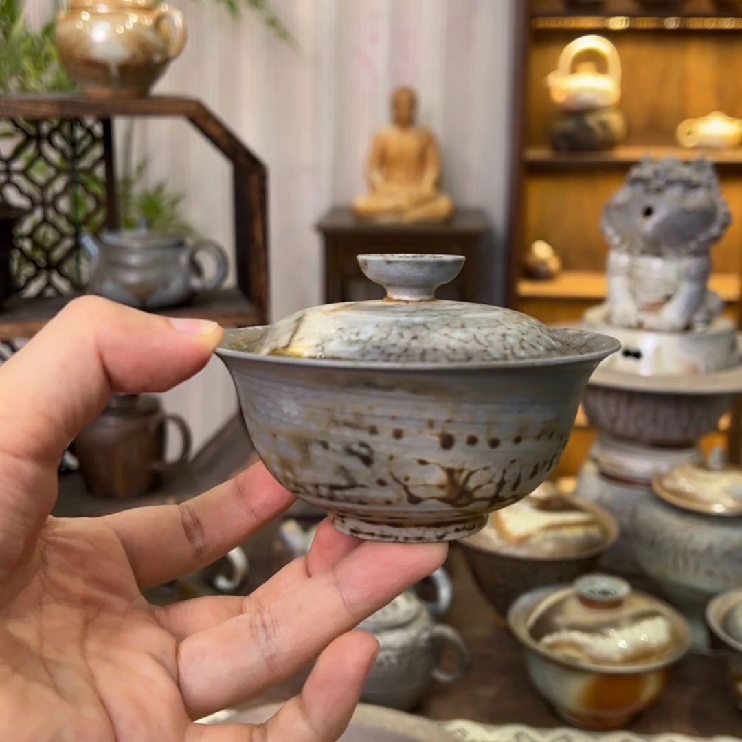 中白盖碗景德镇柴烧