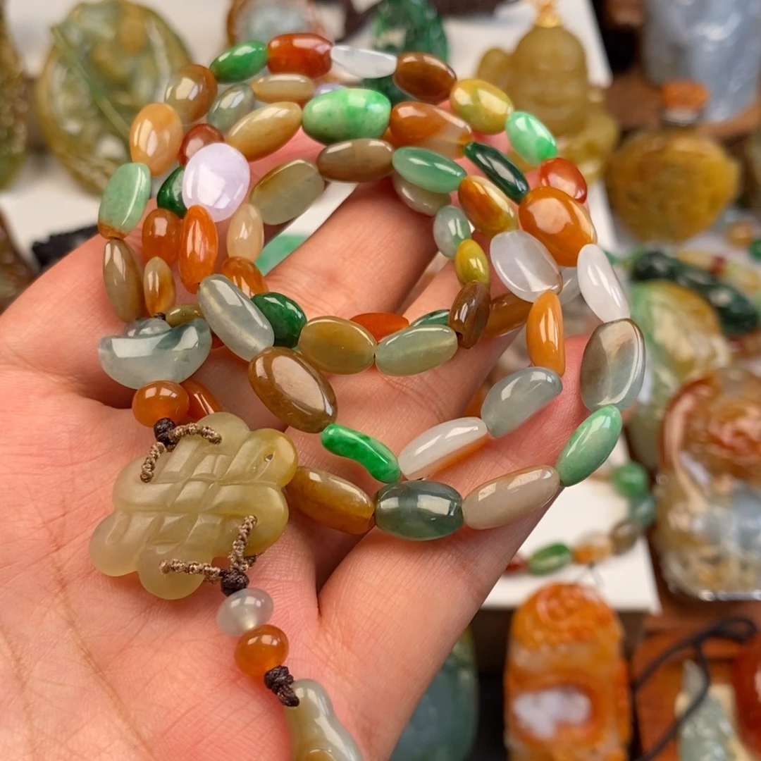 翡翠未镶嵌颈饰多宝链