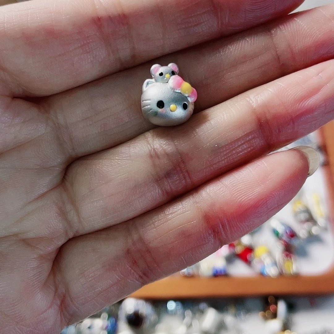 珐琅吊坠足银KT猫