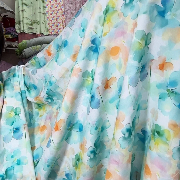 丙纶云锦段小绿花单人凉凉被