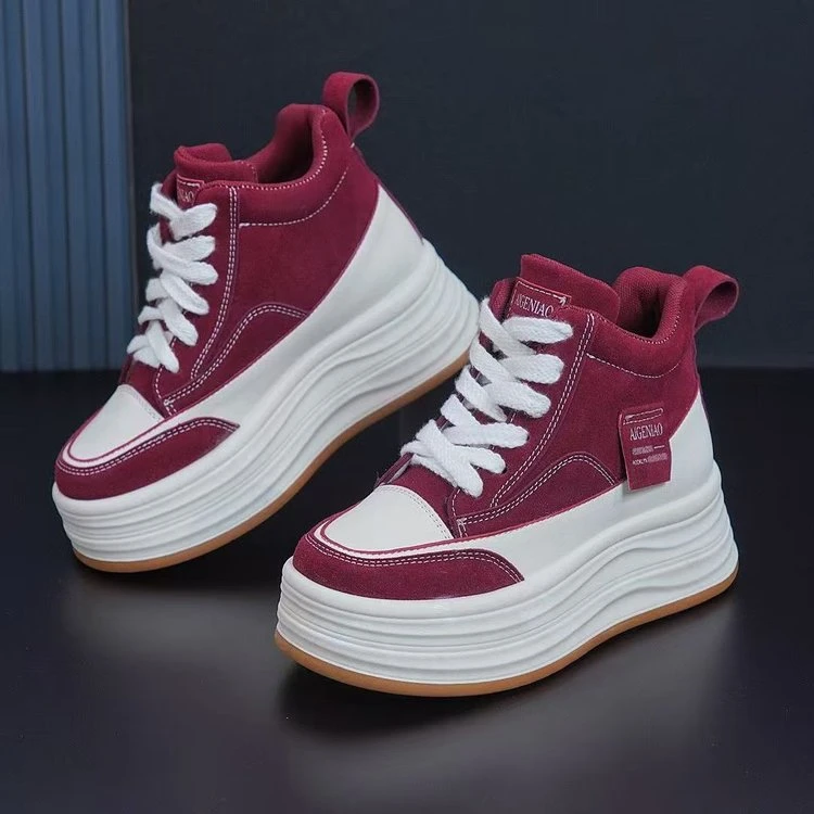 高帮厚底小白鞋女2025秋季新款运动休闲鞋子时尚休闲增高女鞋