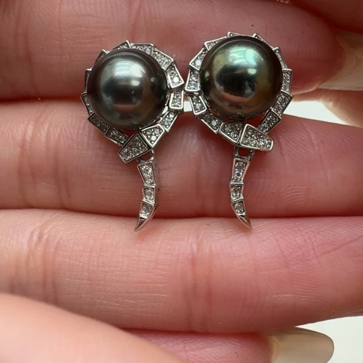 海水珍珠耳饰银S925镶嵌