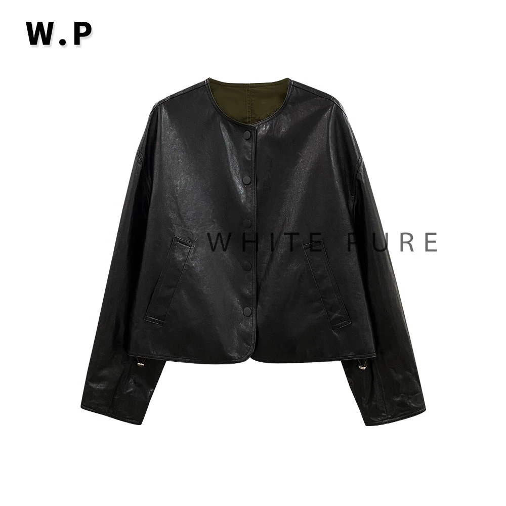 【双面幻影】新品双面圆领休闲绵羊皮女士皮衣‘P25121’