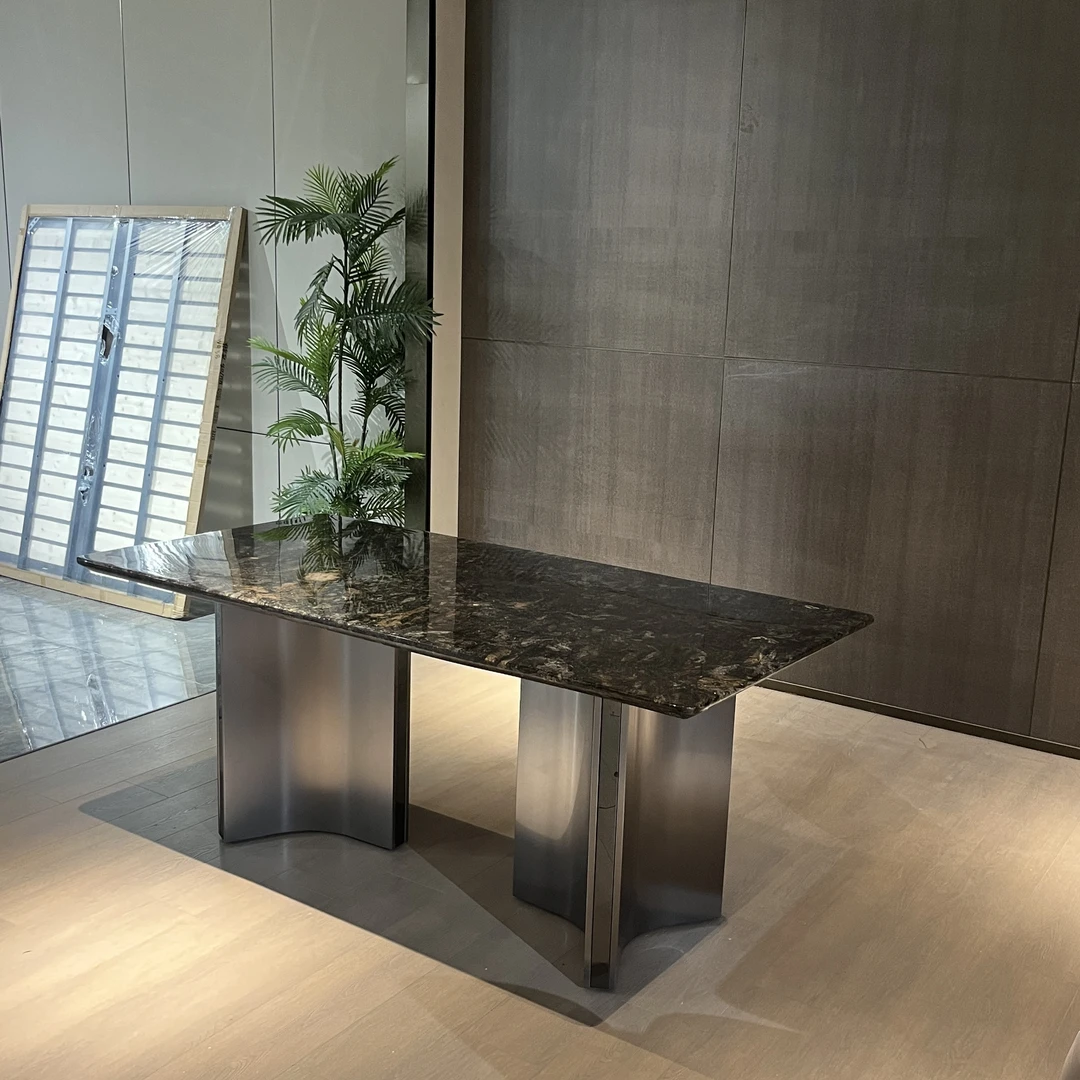 【假一罚十】铂金钻奢石餐桌意式极简家用餐厅长方形饭桌简约
