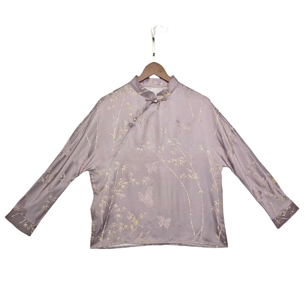 【依霜】新中式桑蚕丝提花上衣女装高端气质休闲国风时尚2316022