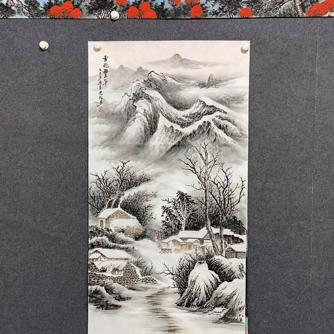 国画四尺雪景一副