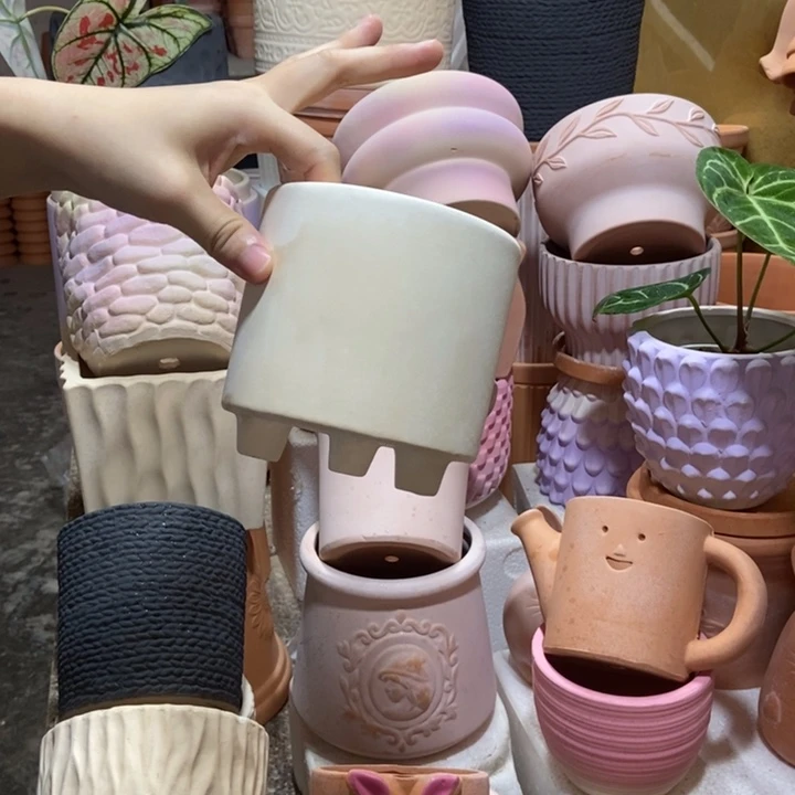 11×11白陶三脚光面盆 粗陶1个