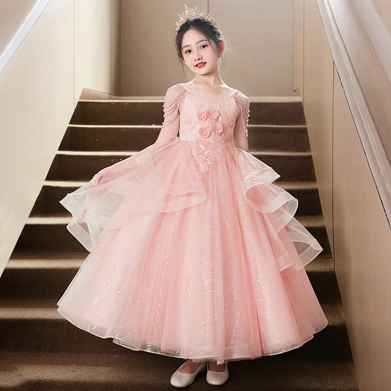 女童轻奢小众高端礼服花童婚礼小女孩绝美公主裙小主持人表演出服